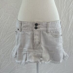 White Denim Pleated Skirt